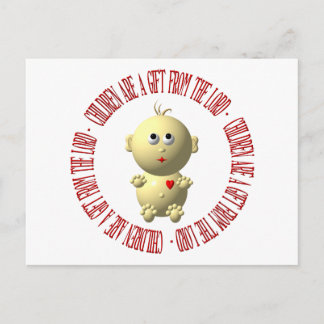 Carte Postale Bébé avec "Les enfants sont un cadeau du Seigneur"