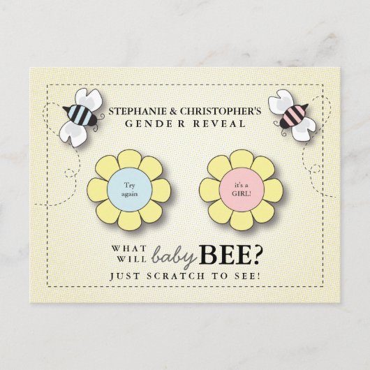 Carte Postale Bébé Bee Genre Révéler Scratcher Game Post (Devant)