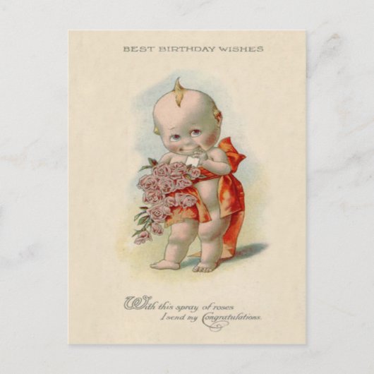 Carte Postale Bébé Bouquet de Roses (Devant)