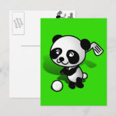 Carte Postale Bébé Cartoon Bébé Panda Ours Golf (Devant / Derrière)