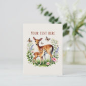 Carte Postale Bébé cerf Maman mignonne ajouter du texte  (Debout devant)