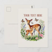 Carte Postale Bébé cerf Maman mignonne ajouter du texte  (Devant / Derrière)