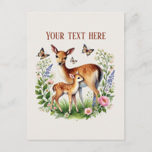Carte Postale Bébé cerf Maman mignonne ajouter du texte 