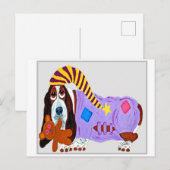 Carte Postale Bébé chien en pyjama combinaison (Devant / Derrière)