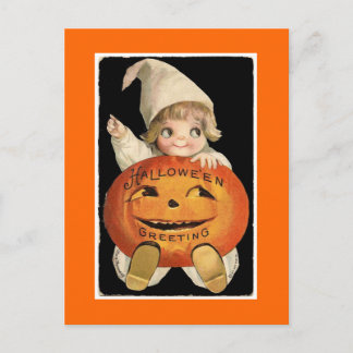 Carte Postale Bébé citrouille Halloween vintage -Carte postale