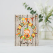 Carte Postale Bébé Citrouille Mignon, Couronne de Feuilles d'Aut (Debout devant)