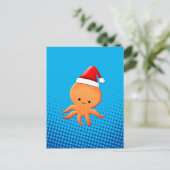 Carte Postale Bébé de Cartoon mignon Octopus Santas Casquette (Debout devant)