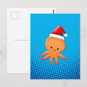 Carte Postale Bébé de Cartoon mignon Octopus Santas Casquette (Devant / Derrière)