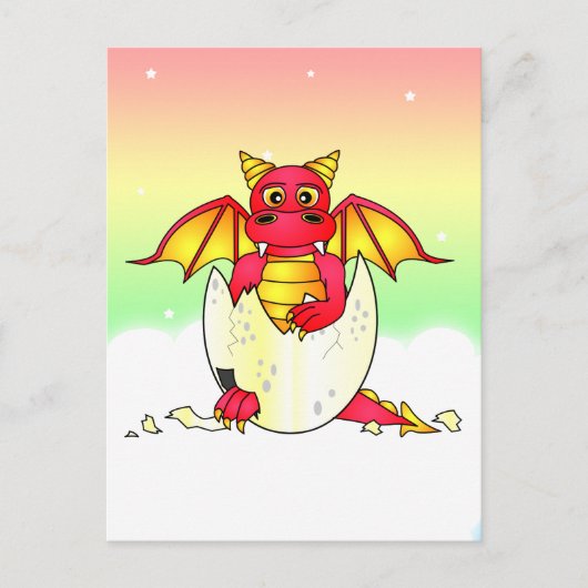 Carte Postale Bébé de dragon mou dans un oeuf craqué - rouge / j (Devant)