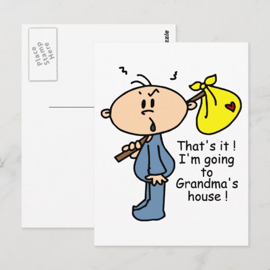 Carte Postale Bébé de la maison de grand-mère (BLUE) (Devant / Derrière)