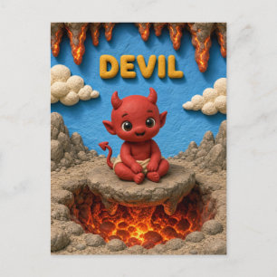 Carte Postale Bébé Diable Mignon, Mythique