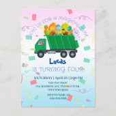 Carte Postale Bébé dinosaure drôle camion poubelle Anniversaire  (Devant)