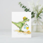 Carte Postale Bébé Dinosaure T-Rex sur la Plage (Debout devant)