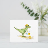 Carte Postale Bébé dinosaure T-Rex sur la plage (Debout devant)