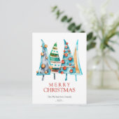 Carte Postale Bébé Doodle Pine Noël Arbre Cadeaux Vacances (Debout devant)