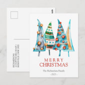 Carte Postale Bébé Doodle Pine Noël Arbre Cadeaux Vacances (Devant / Derrière)