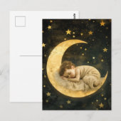 Carte Postale Bébé dormant sur la Lune (Devant / Derrière)