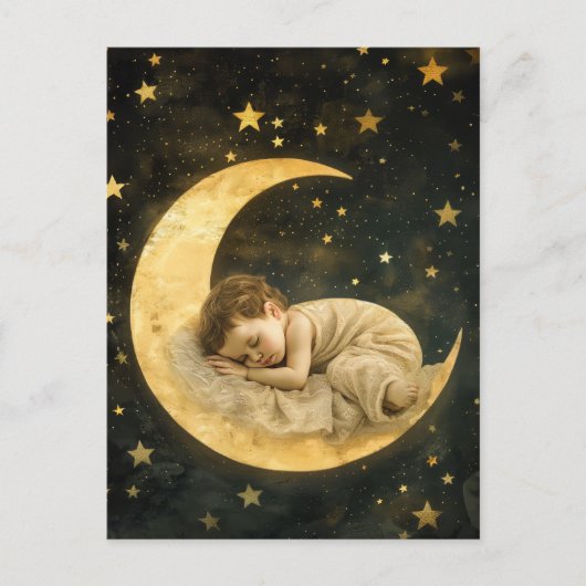 Carte Postale Bébé dormant sur la Lune (Devant)