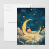 Carte Postale Bébé dormant sur la Lune (Devant / Derrière)