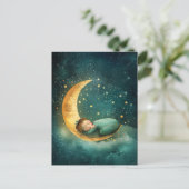 Carte Postale Bébé dormant sur la Lune (Debout devant)