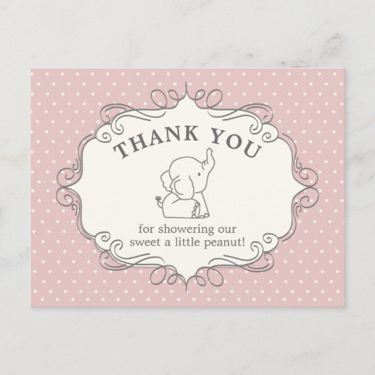Carte Postale Bébé éléphant adorable | Remerciement pour Baby Sh (Devant)