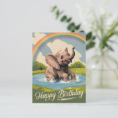 Carte Postale Bébé éléphant enfants joyeux anniversaire (Debout devant)