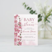 Carte Postale Bébé en Fleur Fille Douche Florale Rose (Debout devant)