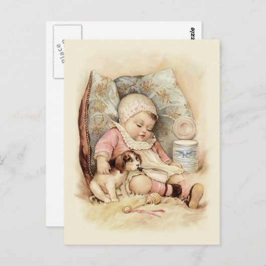 Carte Postale Bébé endormi (Devant / Derrière)