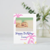 Carte Postale Bébé enfants 1er anniversaire ajouter nom date ajo (Debout devant)