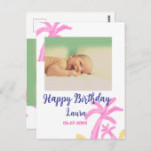 Carte Postale Bébé enfants 1er anniversaire ajouter nom date ajo (Devant / Derrière)