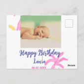 Carte Postale Bébé enfants 1er anniversaire ajouter nom date ajo (Dos)