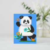 Carte Postale Bébé Enfants Panda Avec Fleurs 2 (Debout devant)