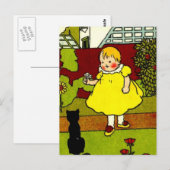 Carte Postale Bébé et chat noir (Devant / Derrière)