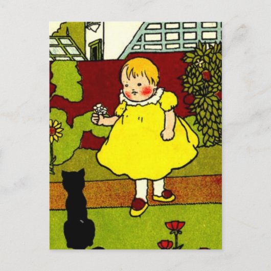 Carte Postale Bébé et chat noir (Devant)