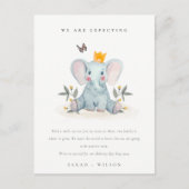 Carte Postale Bébé Faire-part d'éléphant en bois mignon (Devant)