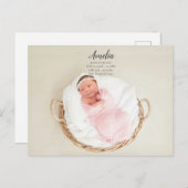 Carte Postale Bébé fille Faire-part de naissance (Devant / Derrière)