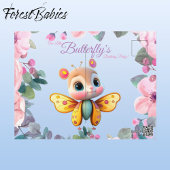 Carte Postale Bébé fille Fleurs Papillon 1er Anniversaire Adorab