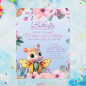 Carte Postale Bébé Fille Fleurs Papillon 1er Anniversaire Mignon