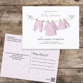 Carte Postale Bébé Fille Rose Floral Mignon Aquarelle Vêtements