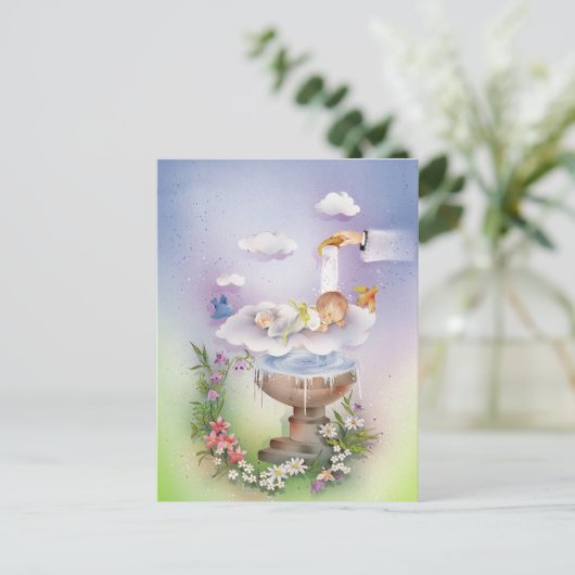 Carte Postale Bébé garçon baptême (Debout devant)
