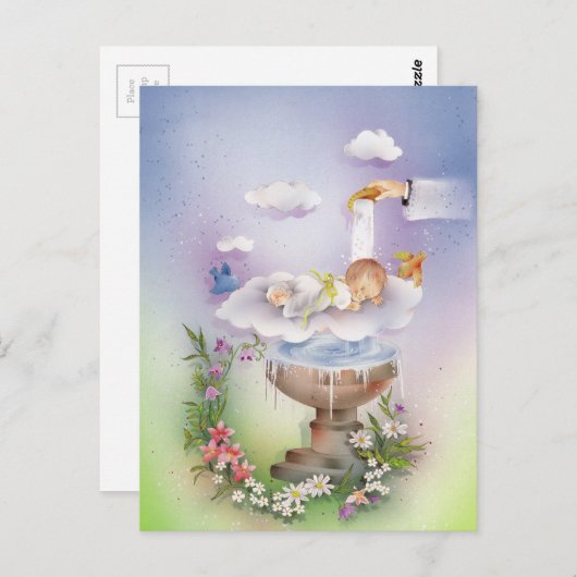 Carte Postale Bébé garçon baptême (Devant / Derrière)