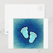 Carte Postale bébé garçon jolies empreintes bébé bébé nouveau-né (Devant / Derrière)