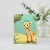 Carte Postale Bébé girafeau pixel art mignon (Debout devant)