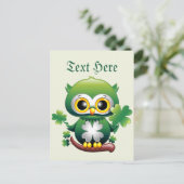 Carte Postale Bébé Hibou Mignon St Patrick Dessin Animé (Debout devant)