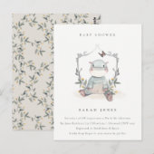 Carte Postale Bébé jaune mignon Hippo Baby shower de feuillage (Devant / Derrière)