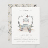 Carte Postale Bébé jaune mignon Hippo Foliage N'importe quel âge (Devant / Derrière)