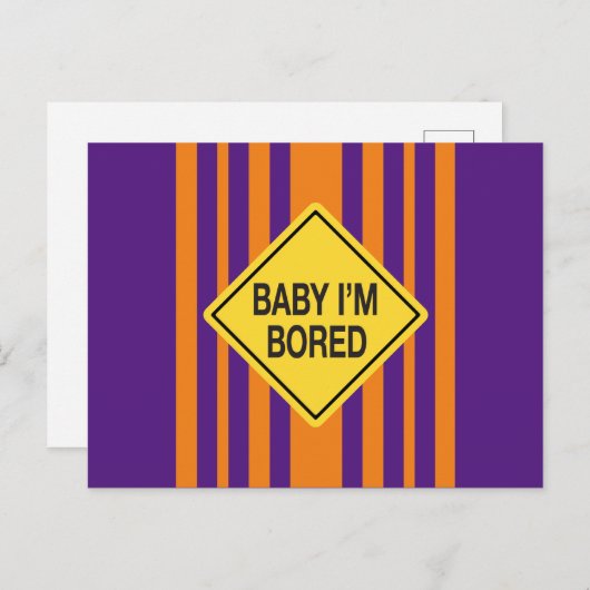 Carte Postale Bébé Je suis Bored Orange Purple Stripes (Devant / Derrière)