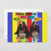 Carte postale Bébé Joyeux anniversaire Basset Houn (Devant / Derrière)