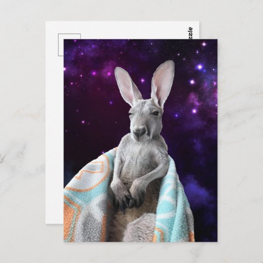 Carte Postale Bébé Kangaroo Dormir Dans L'Espace (Devant / Derrière)