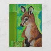 Carte Postale Bébé kangourou dans un collage de techniques mixte (Devant)